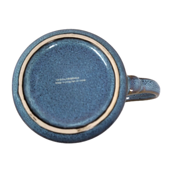 La Rochelle Blue Kitty Cat Coffee Mug Cup Ceramic Pottery Speckled Drip Glaze - Picture 7 of 11